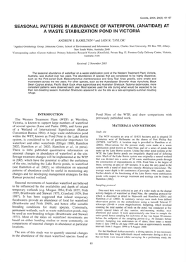 Seasonal Patterns in Abundance of Waterfowl