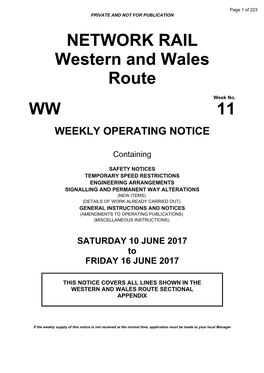 NETWORK RAIL Western and Wales Route WW 11