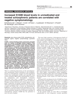 Increased S100B Blood Levels in Unmedicated and Treated
