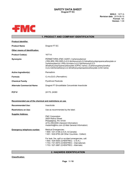 Dragnet FT EC SDS # : 1677-A Revision Date: 2019-08-15 Format: NA Version 1.09