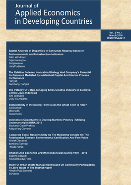 Spatial Analysis of Disparities in Banyumas Regency Based on Socio-Economic and Infrastructure Indicators Kikin Windhani Fajar Hardoyono Sudjarwanto Hary Pudjianto