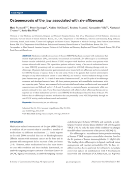 Osteonecrosis of the Jaw Associated with Ziv-Aflibercept