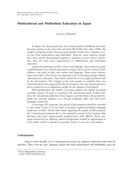 Multicultural and Multiethnic Education in Japan