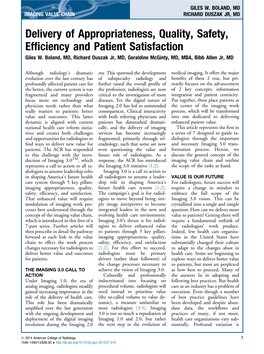 The Imaging Value Chain:Delivery of Appropriateness, Quality, Safety