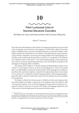 First Language Loss in Spanish-Speaking Children Patterns of Loss and Implications for Clinical Practice