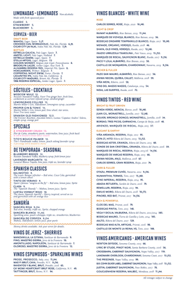 Bulla Winter Park Beverage Menu