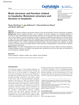 Brain Structure and Function Related to Headache