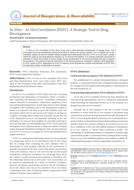 In Vitro–In Vivo Correlation (IVIVC): a Strategic Tool in Drug Development