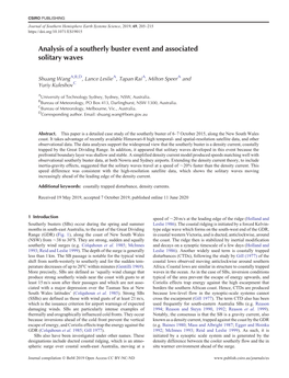 Analysis of a Southerly Buster Event and Associated Solitary Waves