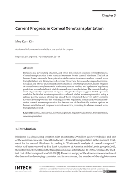 Current Progress in Corneal Xenotransplantation