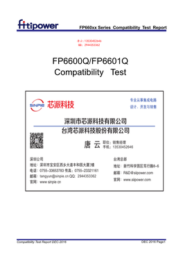 FP6600Q/FP6601Q Compatibility Test