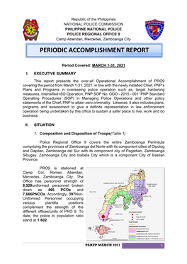 Periodic Accomplishment Report