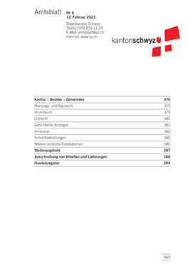 Amtsblatt Nr. 6 Vom 12. Februar 2021