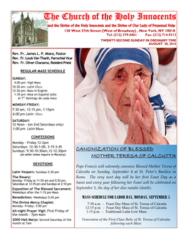 Canonization of Blessed Mother Teresa of Calcutta