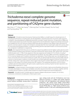 Trichoderma Reesei Complete Genome Sequence, Repeat-Induced Point