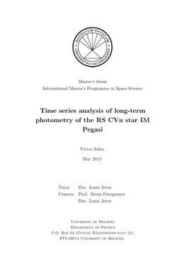 Time Series Analysis of Long-Term Photometry of the RS Cvn Star IM Pegasi