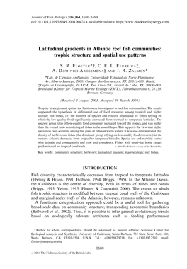 Latitudinal Gradients in Atlantic Reef Fish Communities: Trophic Structure and Spatial Use Patterns