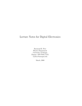 Lecture Notes for Digital Electronics