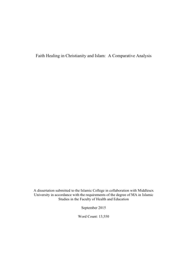 Faith Healing in Christianity and Islam: a Comparative Analysis