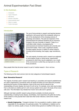 Animal Experimentation Fact Sheet