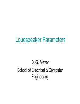 Loudspeaker Parameters