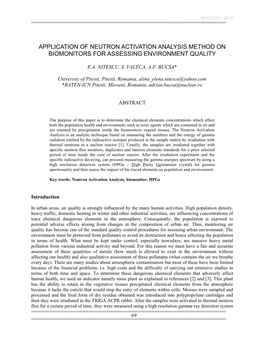 Application of Neutron Activation Analysis Method on Biomonitors for Assessing Environment Quality