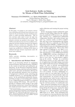 Low-Latency Audio on Linux by Means of Real-Time Scheduling ∗