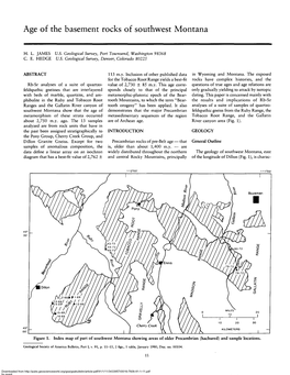 Age of the Basement Rocks of Southwest Montana