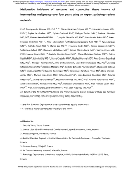 Nationwide Incidence of Sarcomas and Connective Tissue Tumors of Intermediate Malignancy Over Four Years Using an Expert Pathology Review Network