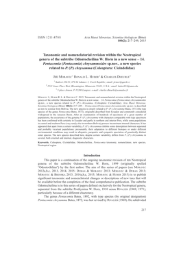 Taxonomic and Nomenclatorial Revision Within the Neotropical Genera of the Subtribe Odontocheilina W