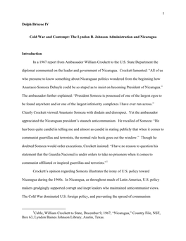The Lyndon B. Johnson Administration and Nicaragua