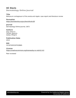 Molluscum Contagiosum of the Areola and Nipple: Case Report and Literature Review