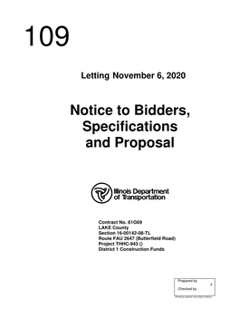 Notice to Bidders, Specifications and Proposal