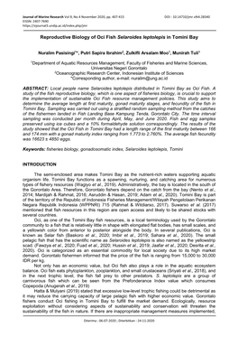 Reproductive Biology of Oci Fish Selaroides Leptolepis in Tomini Bay