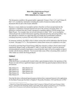 Baker River Hydroelectric Project FERC No