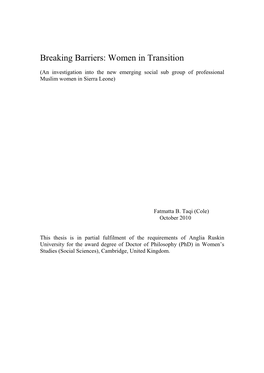 Breaking Barriers: Women in Transition