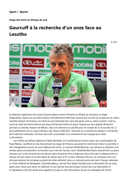 Gourcuff À La Recherche D'un Onze Face Au Lesotho