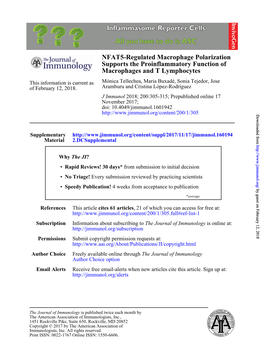 NFAT5-Regulated Macrophage Polarization Supports the Proinflammatory Function of Macrophages and T Lymphocytes