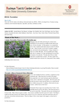 BYGL Newsletter | Buckeye Yard & Garden Online