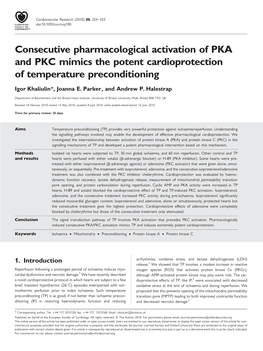 Consecutive Pharmacological Activation of PKA and PKC Mimics the Potent Cardioprotection of Temperature Preconditioning