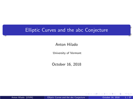 Elliptic Curves and the Abc Conjecture