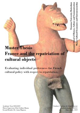 Master Thesis France and the Repatriation of Cultural Objects