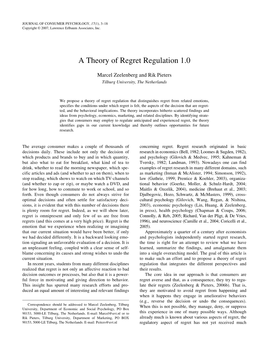 A Theory of Regret Regulation 1.0