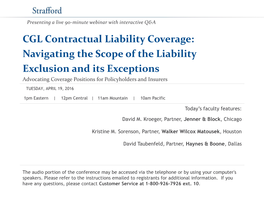 CGL Contractual Liability Coverage