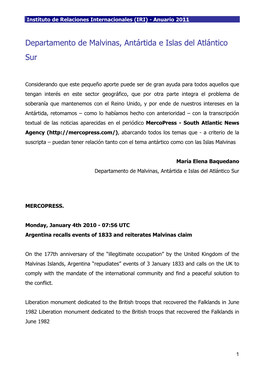 Departamento De Malvinas, Antártida E Islas Del Atlántico Sur