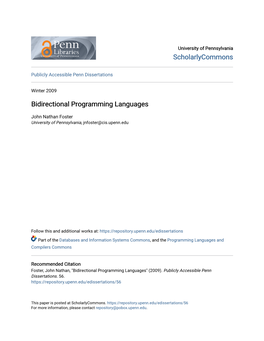 Bidirectional Programming Languages