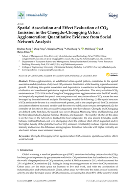 Spatial Association and Effect Evaluation of CO2 Emission in the Chengdu-Chongqing Urban Agglomeration: Quantitative Evidence from Social Network Analysis