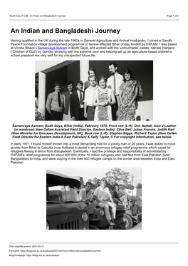 South Asia @ LSE: an Indian and Bangladeshi Journey Page 1 of 3