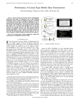 Performance of Linear-Type Mobile Data Transmission