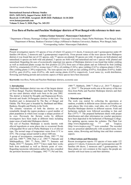 Tree Flora of Purba and Paschim Medinipur Districts of West Bengal with Reference to Their Uses